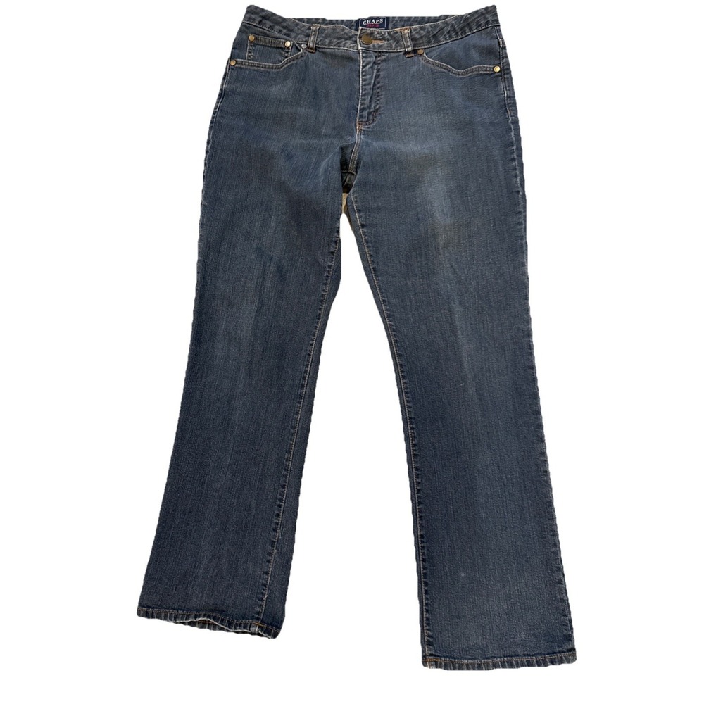 Chaps Womens Madden Straight Stretch Denim Jeans Size 12 Dark Blue Bootcut 41381